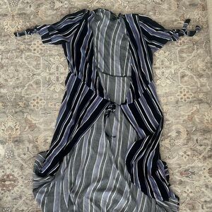 Forever 21 Navy and Gray Striped Maxi Dress